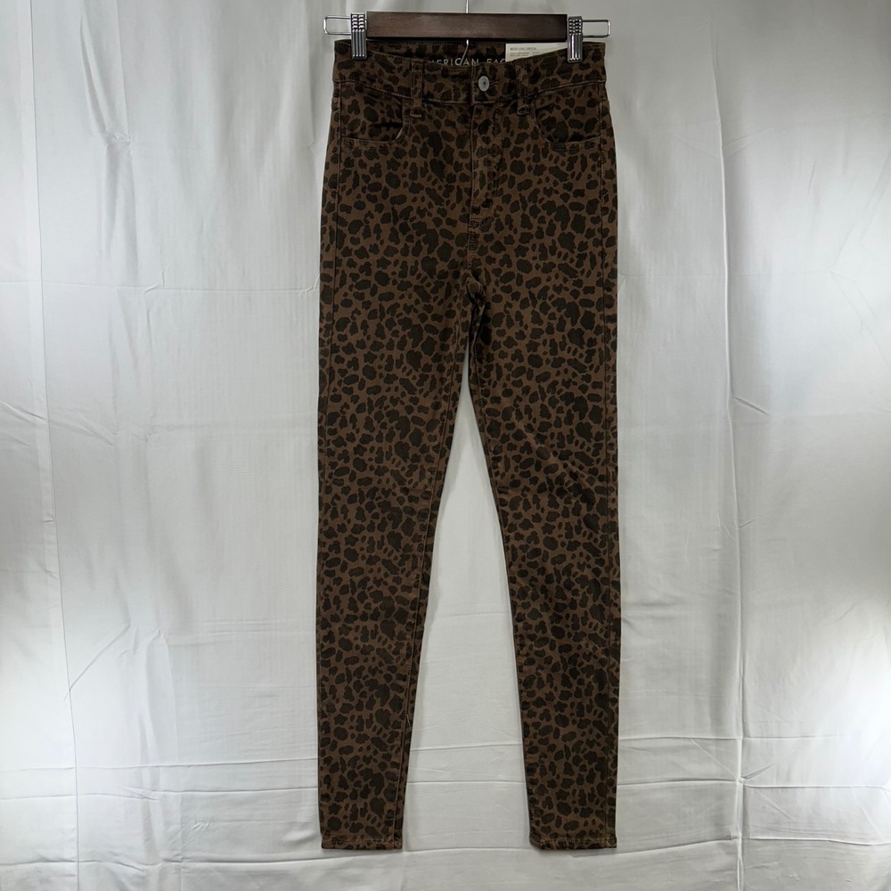 American Eagle Super Hi-Rise Jegging Womens 0 Brown Leopard Print Ne(x)t Level